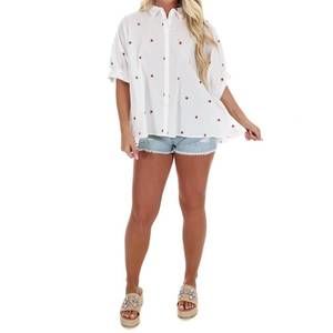 NEW DAY + MOON freedom threads oversized star top in white